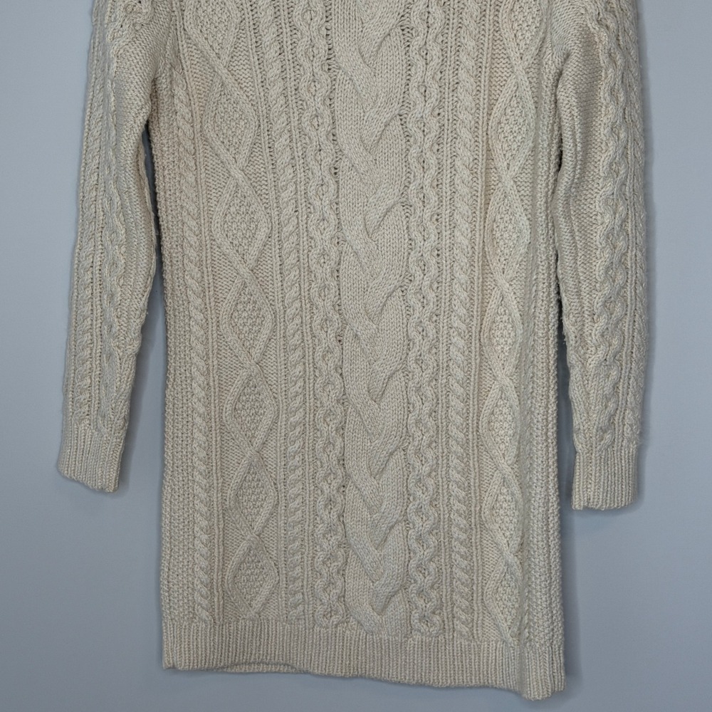 Ralph Lauren Double RL Cable Knit Wool Silk Sweater Dress Cream Mock Neck Medium - Picture 14 of 16